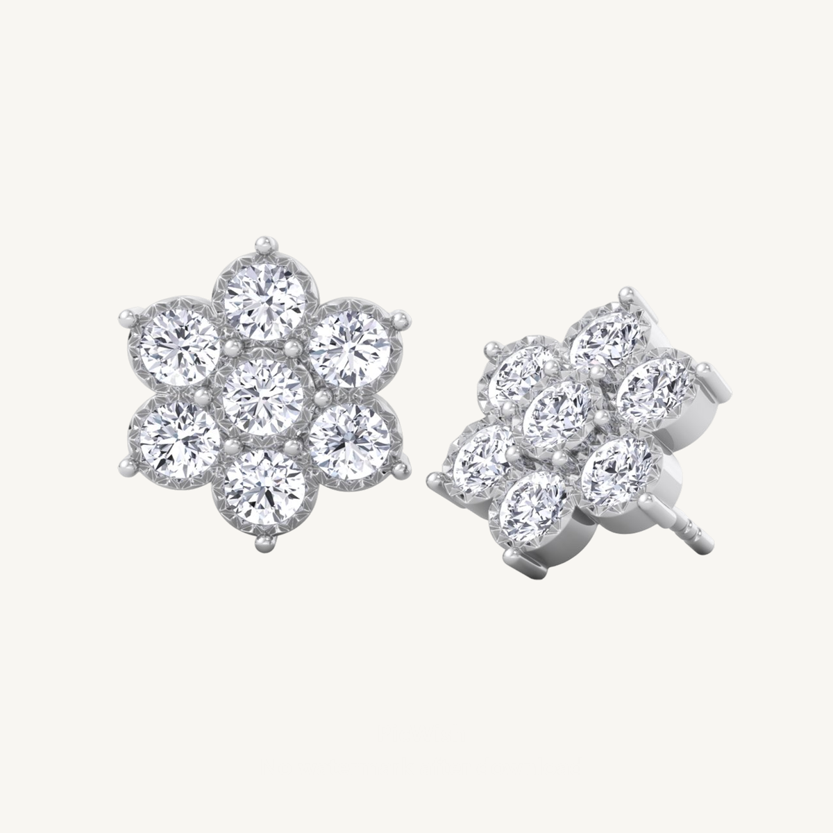 Vintage Style Natural Diamond Flower Earrings