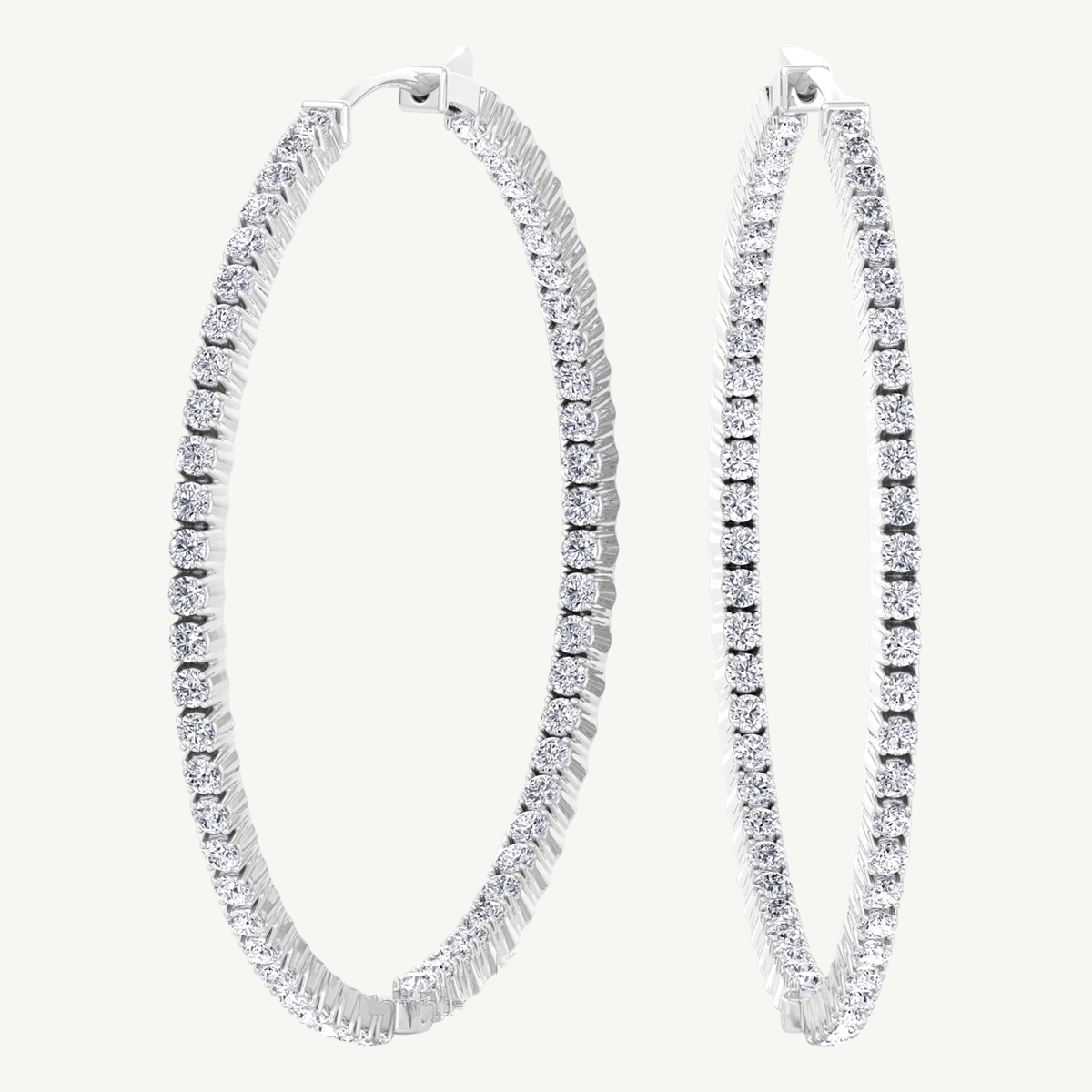 Sonal - 2.15CT Inside Out Round Diamond Hoop Earrings 1.5"