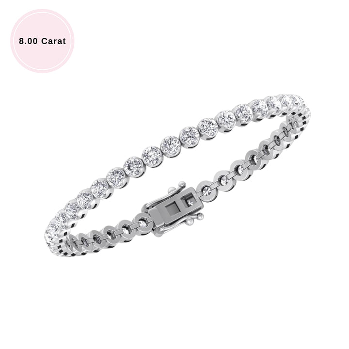 Crown Prong Natural Diamond Tennis Bracelet 18K Solid Gold