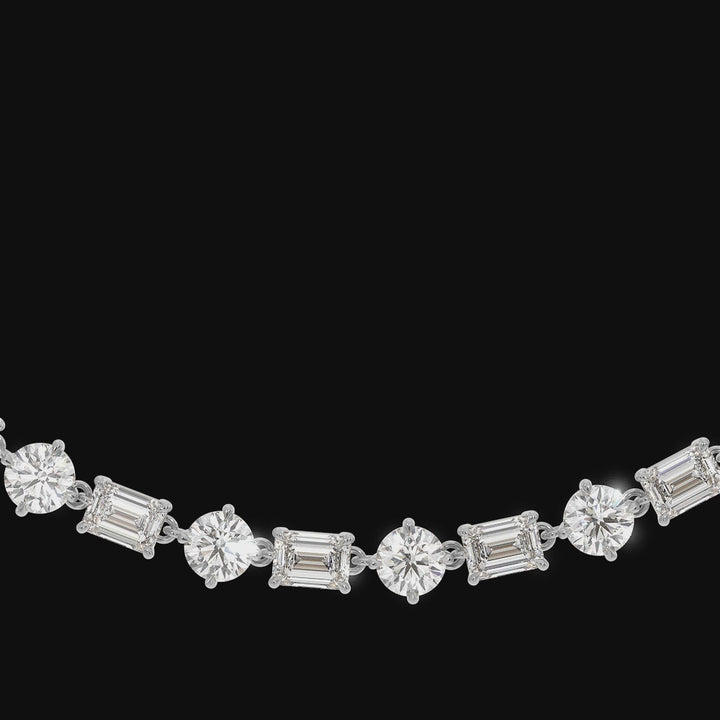 Alternating Emerald and Round Natural Diamond Tennis Necklace White Gold Video