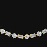 Alternating Emerald and Round Natural Diamond Tennis Necklace Yellow Gold Video