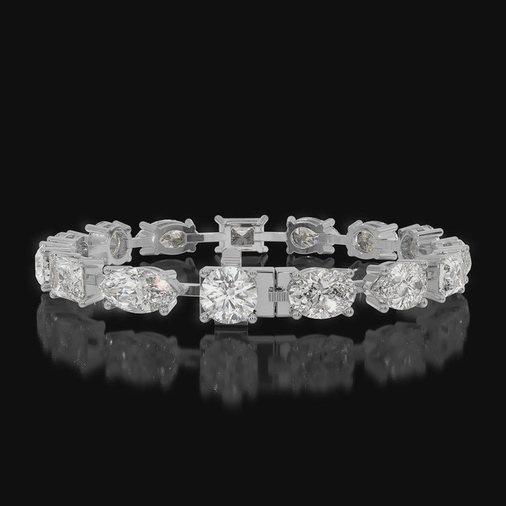 Mixed Shape Natural Diamond Tennis Bracelet White Gold