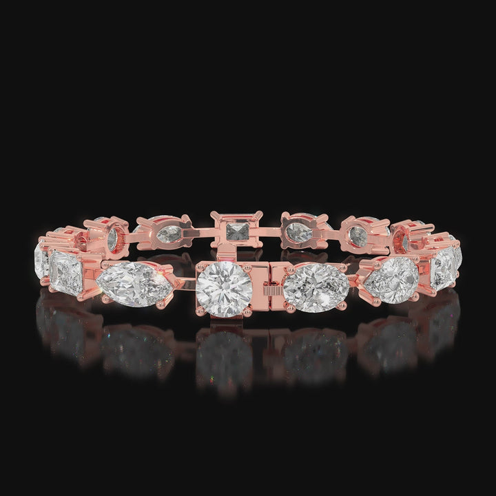Mixed Shape Natural Diamond Tennis Bracelet Rose Gold