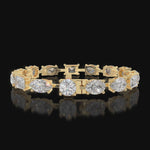 Mixed Shape Natural Diamond Tennis Bracelet Yellow Gold