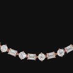 Alternating Emerald and Round Natural Diamond Tennis Necklace Rose Gold Video