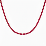 Round Cut Natural Red Ruby Tennis Necklace Rose Gold 18K