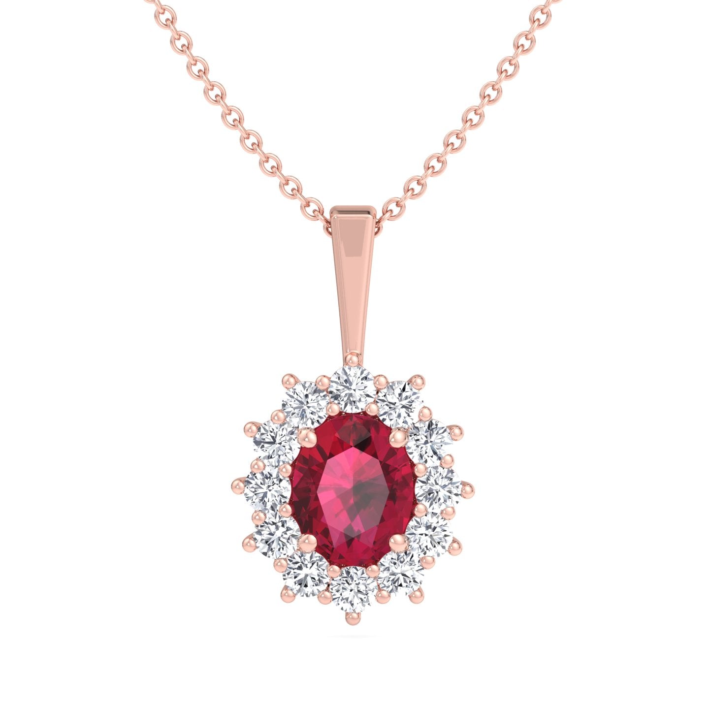 Burma - 3.5CT Oval Ruby & Round Diamond Pendant