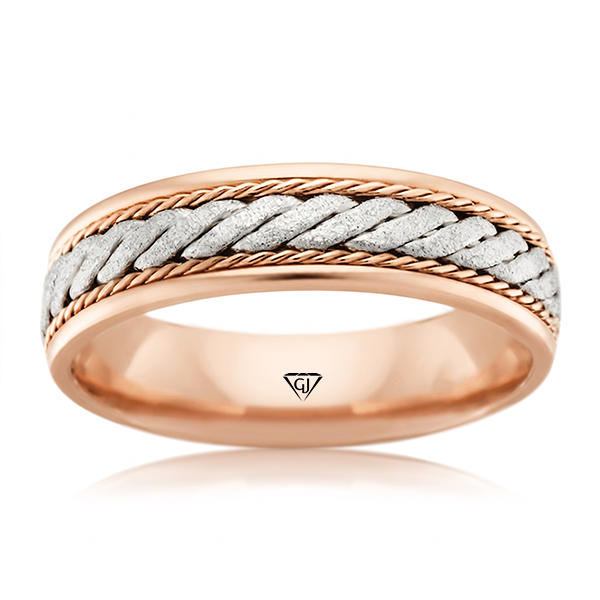 Twisted Rope Men's Solid Gold Band