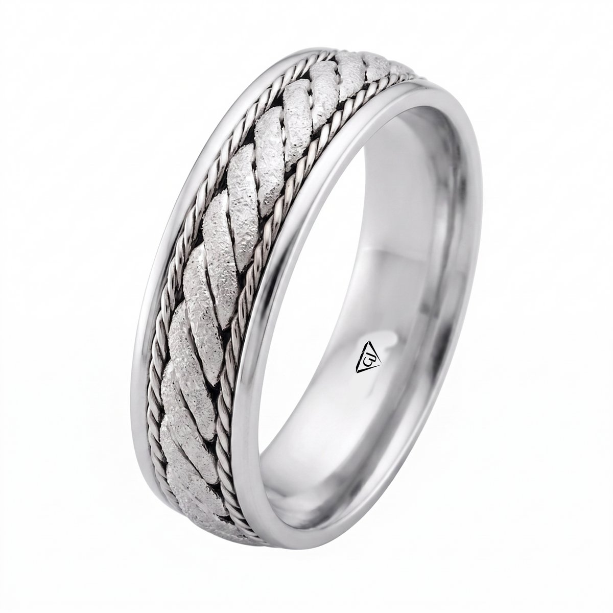 Twisted Rope Men's Solid Gold Band WG 