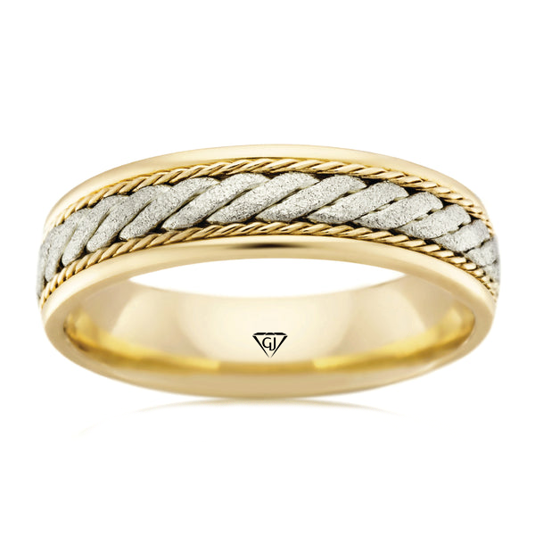 Twisted Rope Men's Solid Gold Band YG 2