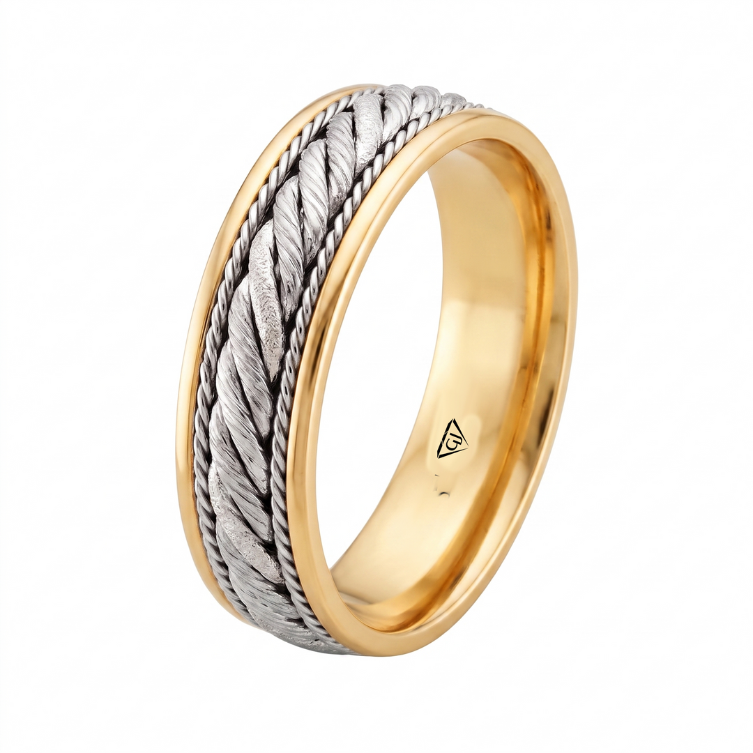 Twisted Rope Men's Solid Gold Band YG 
