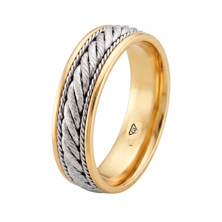 Twisted Rope Men's Solid Gold Band YG 