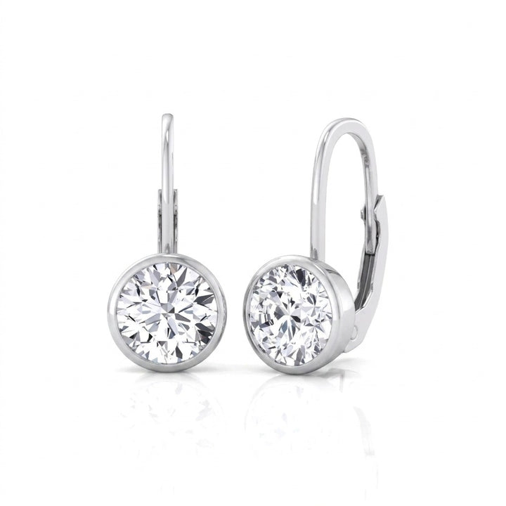 Round Shape Natural Diamond Dangle Earrings White Gold 14K