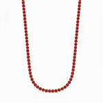 Round Cut Natural Red Ruby Tennis Necklace Yellow Gold 14K