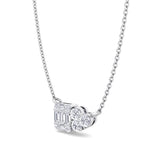 0.75Ct Heart & Emerald Shape Cluster Diamond Pendant Necklace, White, Hanging