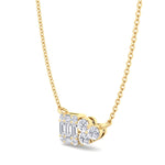 0.75Ct Heart & Emerald Shape Cluster Diamond Pendant Necklace, Yellow, Hanging