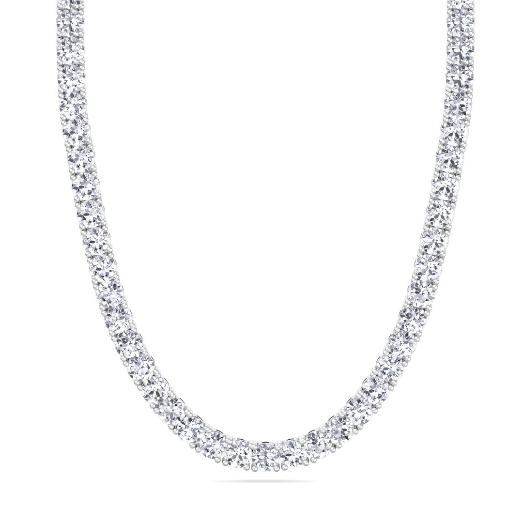 15CT Men's Natural Diamond Tennis Necklace Chain White Gold