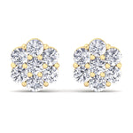1CT Diamond Cluster Earrings in 18K Yellow Gold