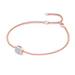 14K solid rose gold emerald cut diamond bracelet