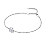 14K gold natural diamond bracelet with single emerald cut stone