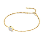 14K gold natural diamond bracelet with emerald cut stones