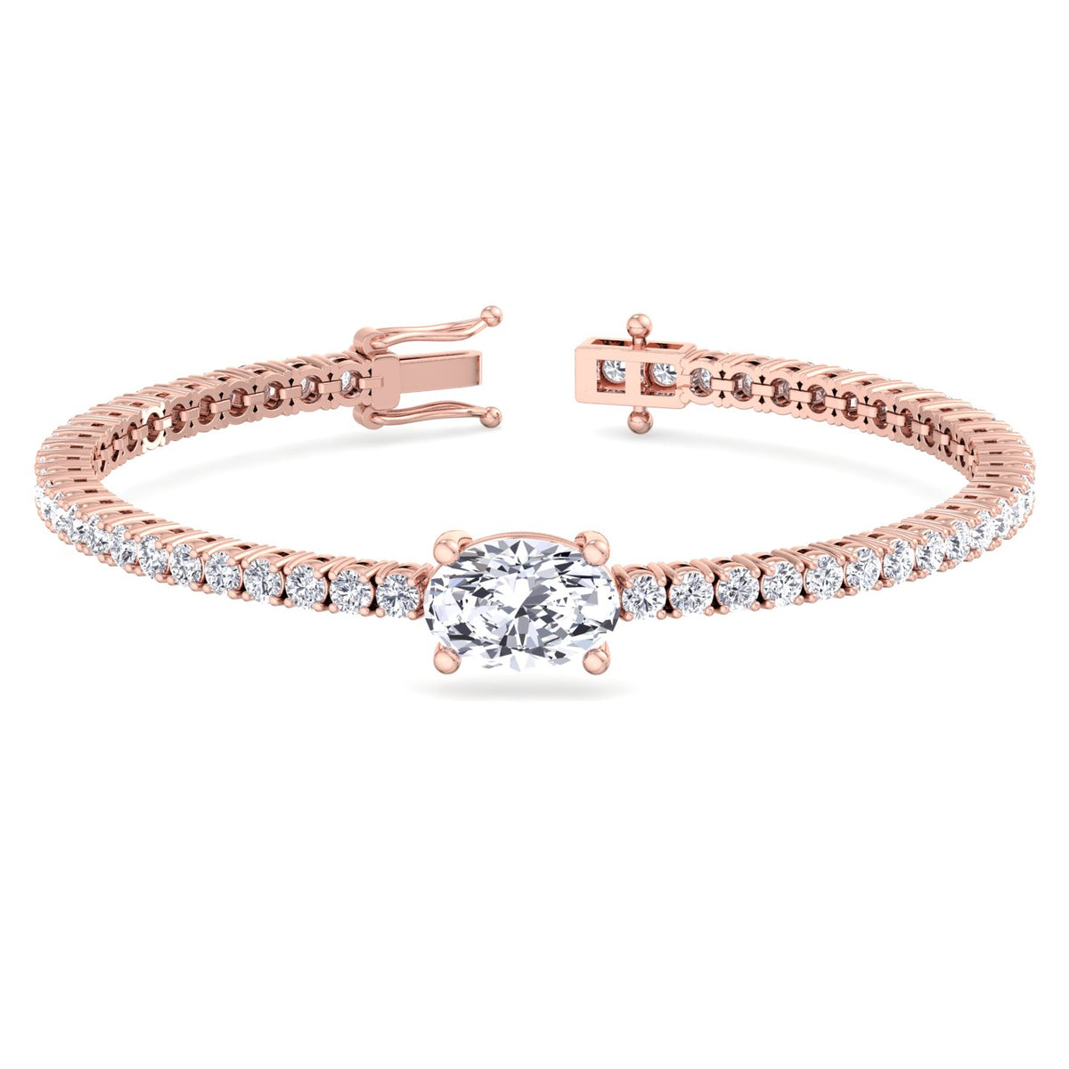1CT oval cut center 7CT natural diamond tennis bracelet