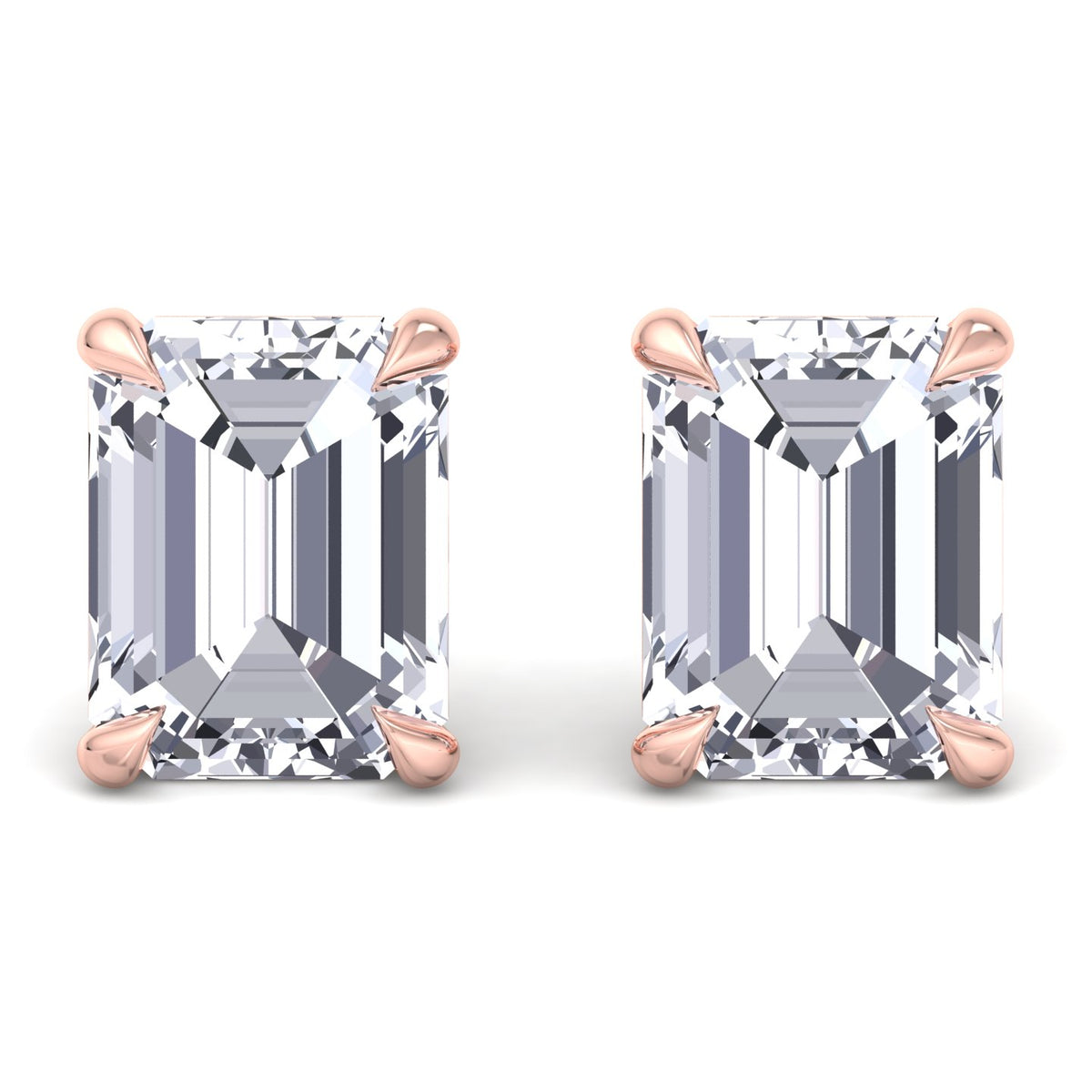 Bristel - Emerald Cut Diamond Studs - Gem Jewelers Co