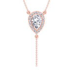 Hannah - 1.20CT Pear Shape Halo Diamond Lariat Necklace - Gem Jewelers Co