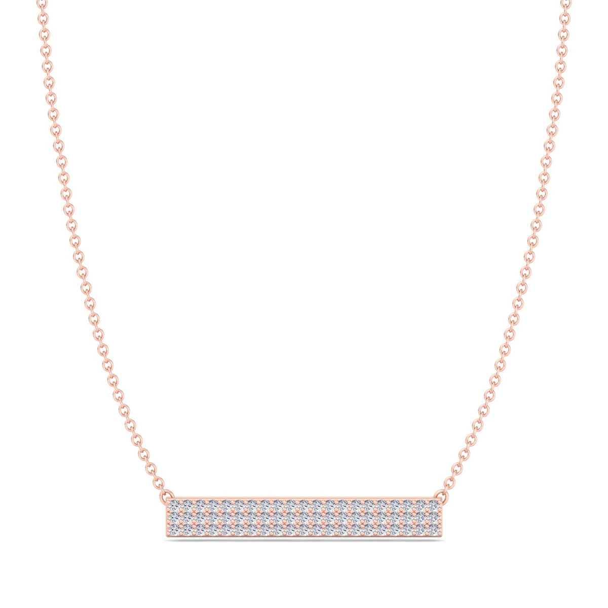 1/2CT Pave Set Diamond Bar Pendant, Rose Gold