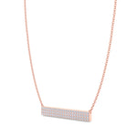 1/2CT Pave Set Diamond Bar Pendant, Rose Gold, Tilted