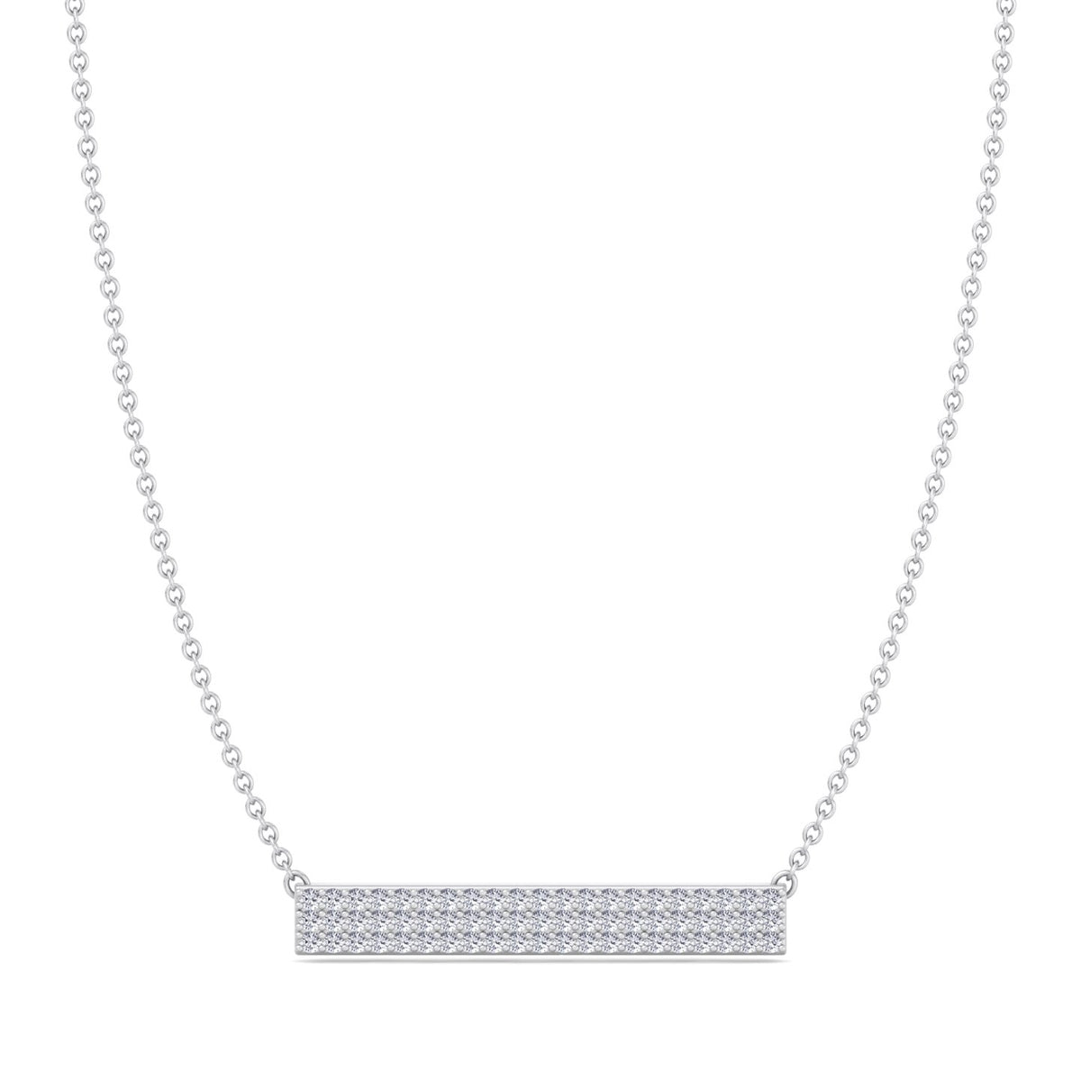1/2CT Pave Set Diamond Bar Pendant, White Gold
