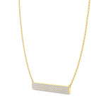1/2CT Pave Set Diamond Bar Pendant, Yellow Gold, Tilted