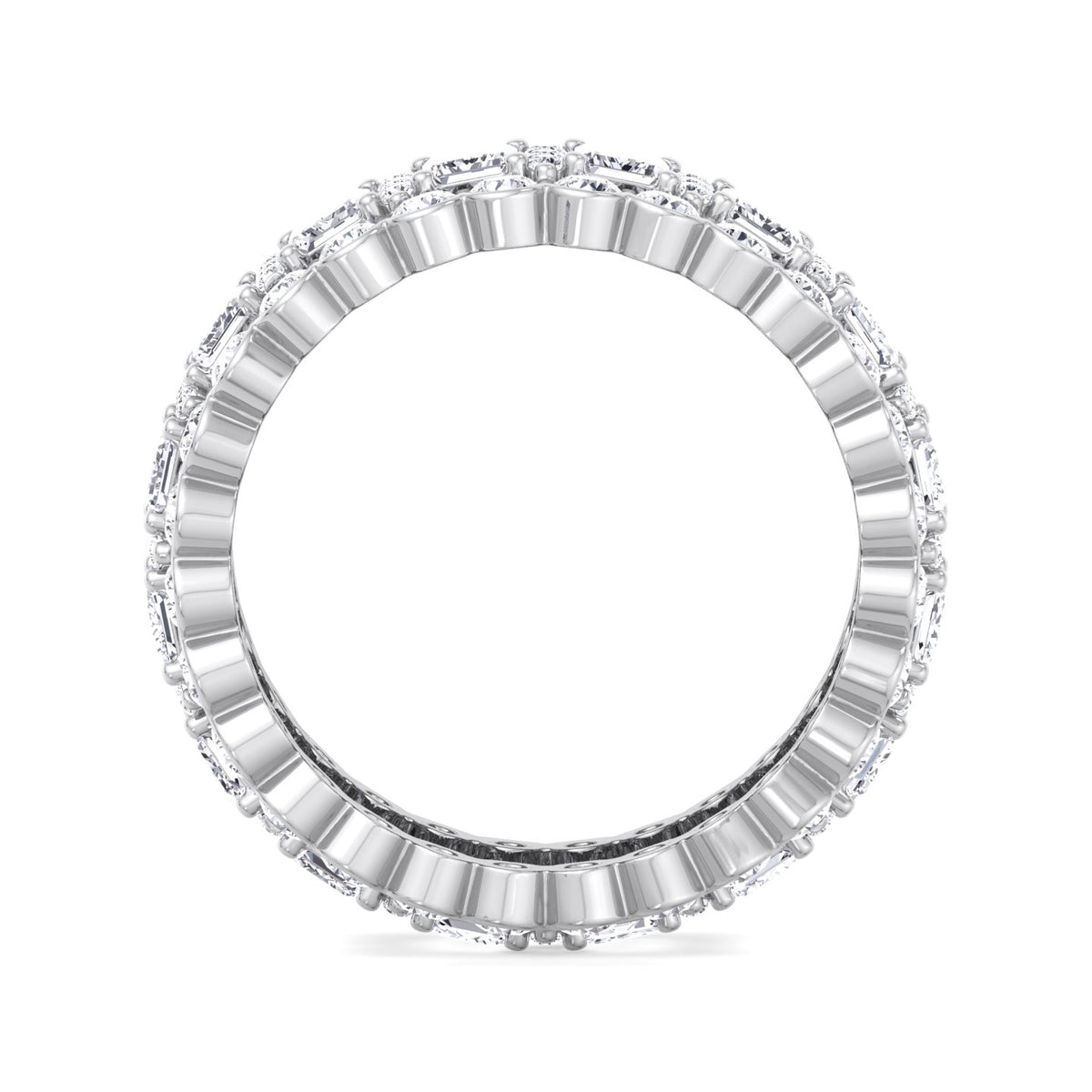 Trento - Round and Emerald Stacked Eternity Band - Gem Jewelers Co