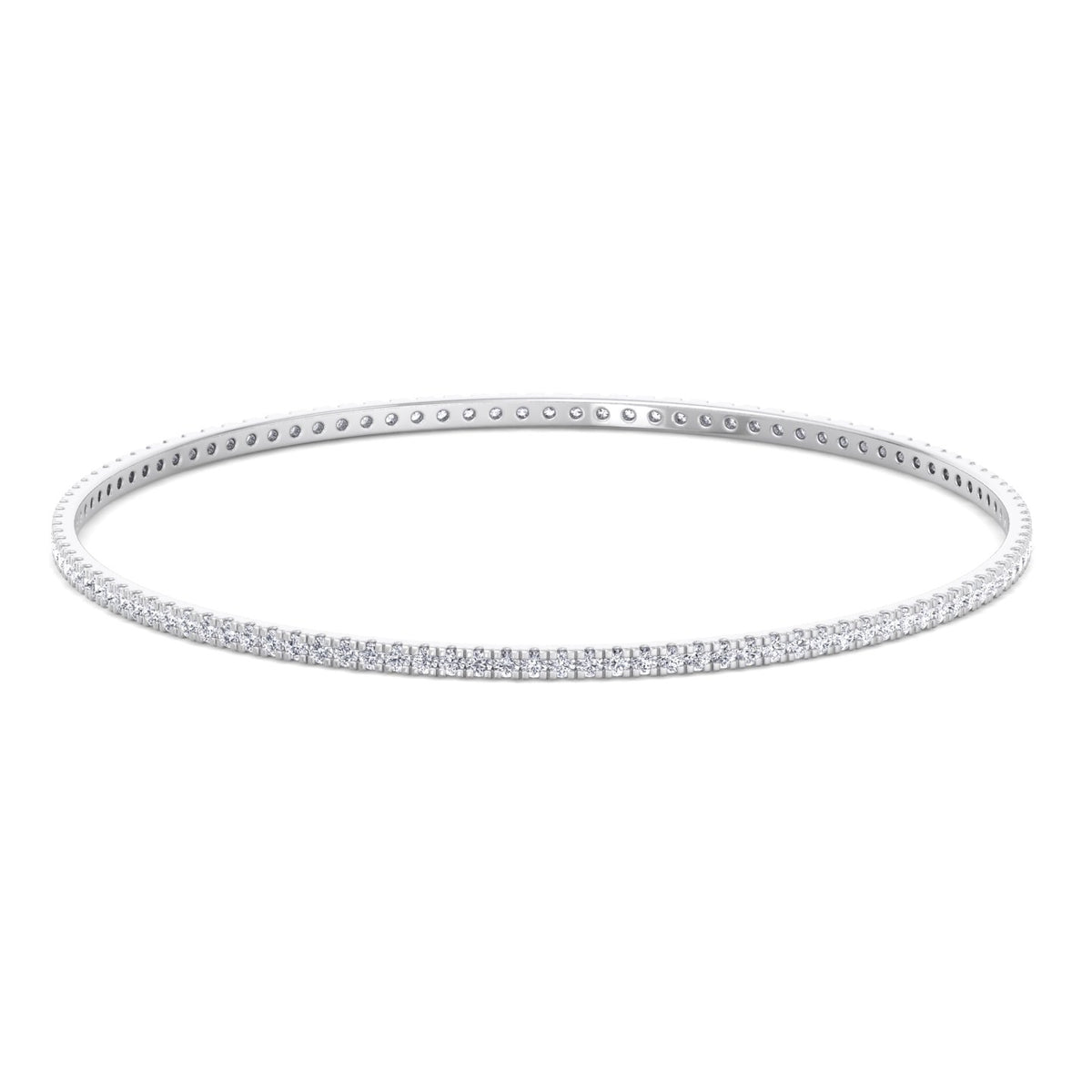 Natural diamond bangle 14K white gold
