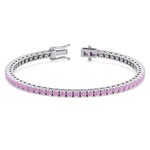 Pink sapphire tennis bracelet 14K white gold