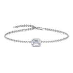 Bezel set emerald cut diamond bracelet 14K white gold