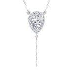 Hannah - 1.20CT Pear Shape Halo Diamond Lariat Necklace - Gem Jewelers Co