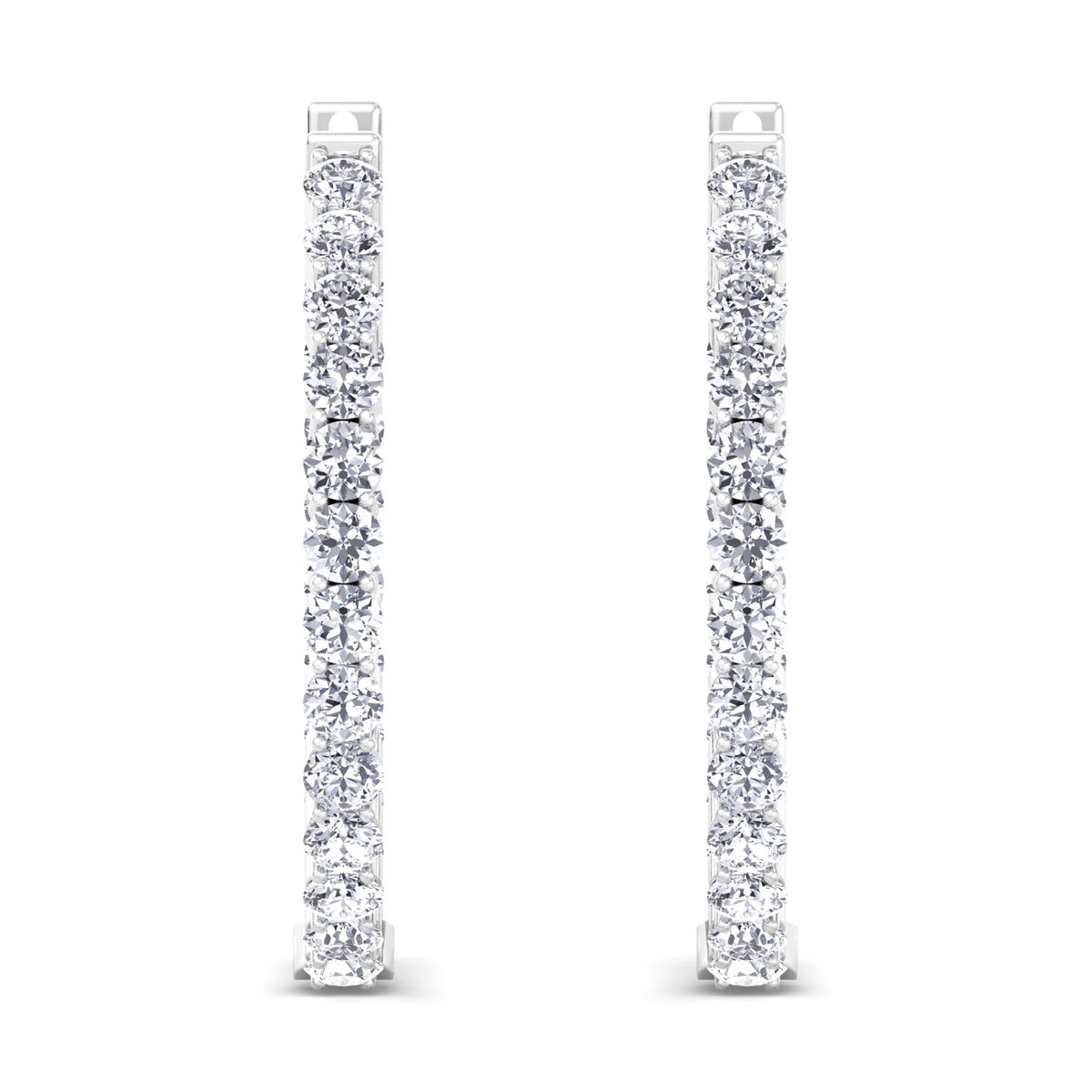 Lana - 5CT Inside Out Round Diamond Hoop Earrings 1.75" - Gem Jewelers Co