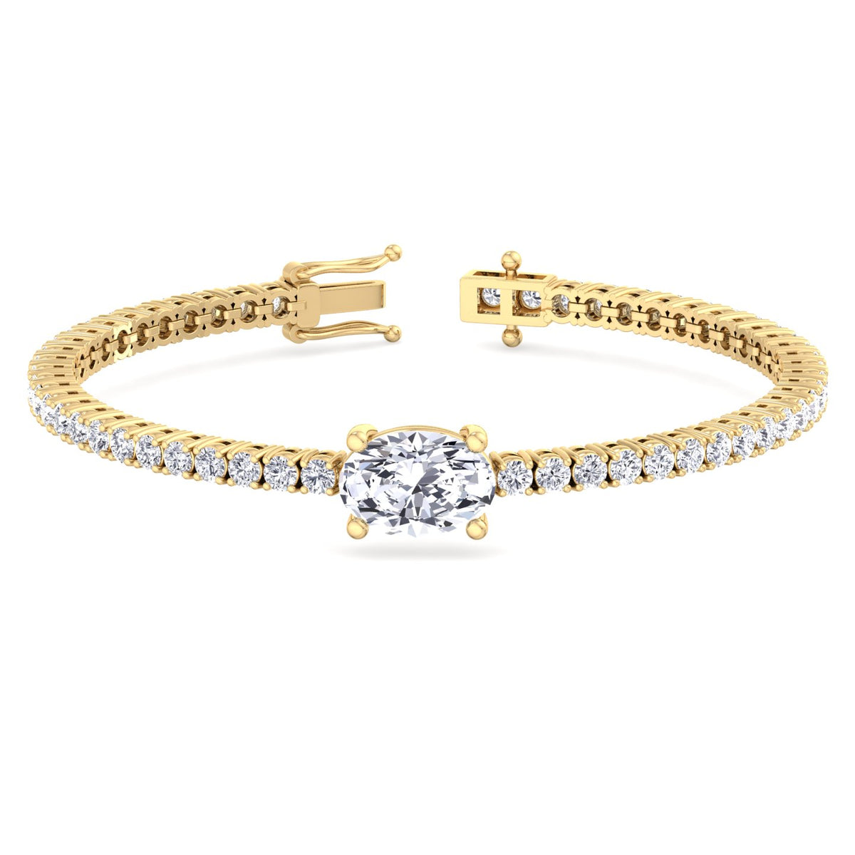 7CT 4-prong natural diamond tennis bracelet 14K gold