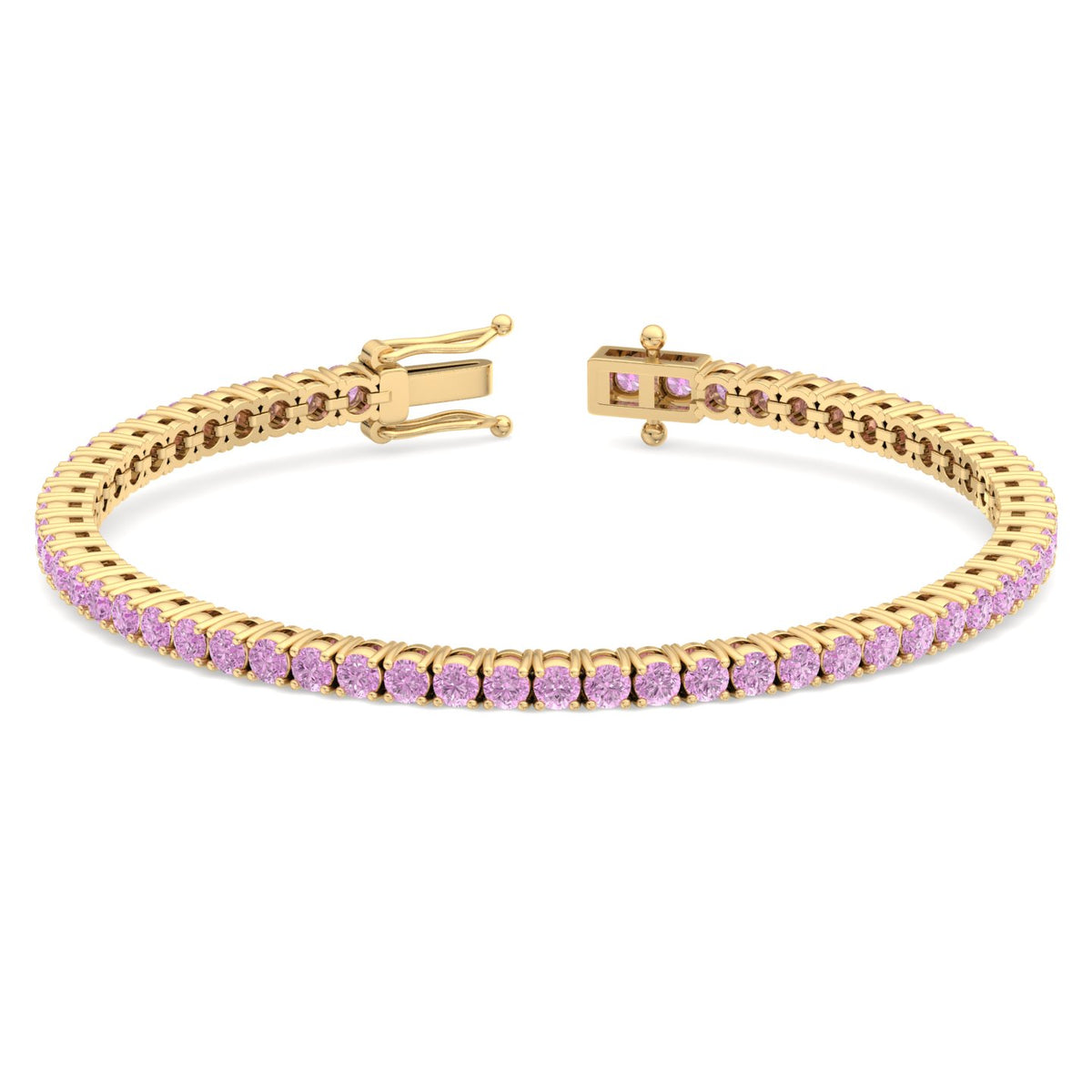 14K yellow gold pink sapphire bracelet