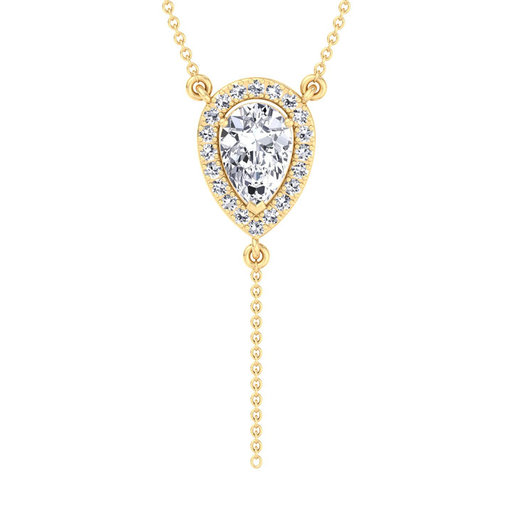 Hannah - 1.20CT Pear Shape Halo Diamond Lariat Necklace