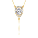 Hannah - 1.20CT Pear Shape Halo Diamond Lariat Necklace - Gem Jewelers Co