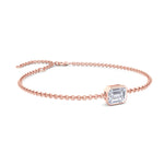 Natural emerald cut diamond bracelet 14K rose gold