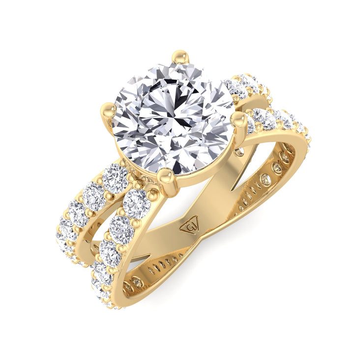 split-double-band-round-diamond-ring-with-side-stones-in-solid-yellow-gold