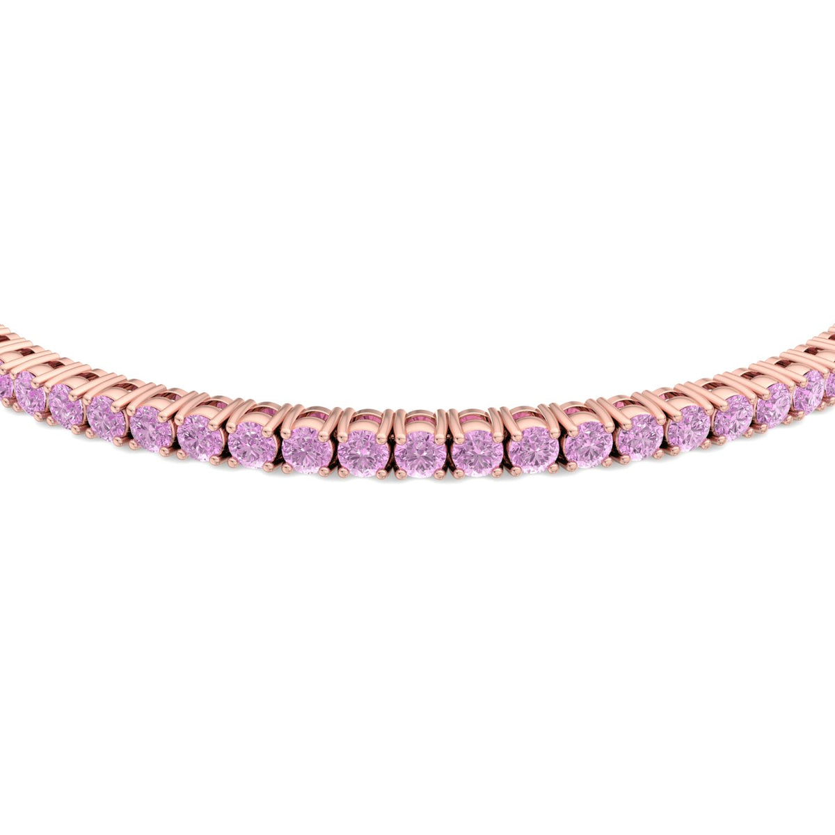 Prong set pink sapphire tennis bracelet rose gold 18K gold

