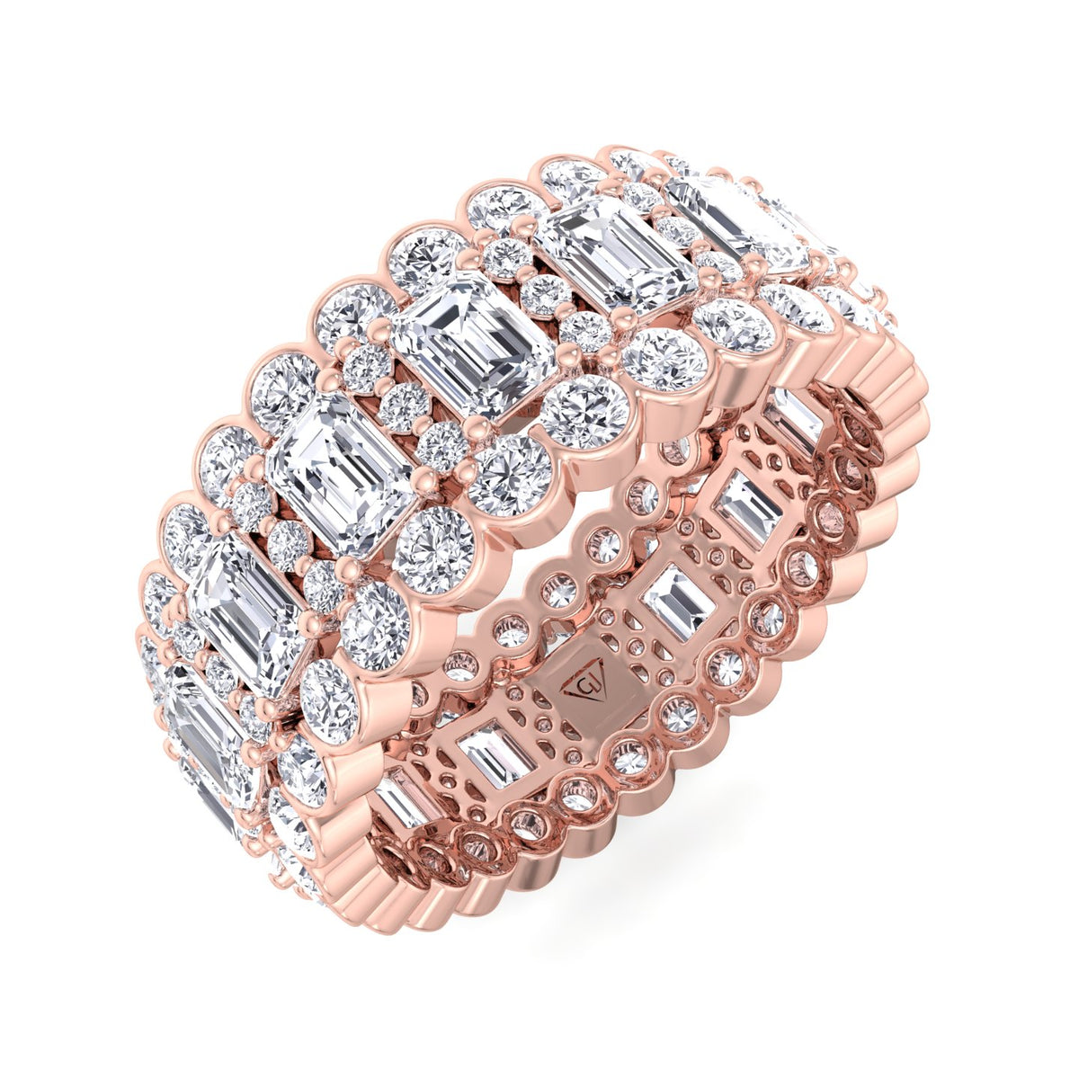 Trento - Round and Emerald Stacked Eternity Band - Gem Jewelers Co