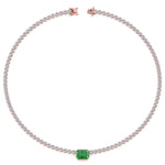 green-emerald-center-stone-and-round-cut-diamond-tennis-necklace-in-solid-rose-gold