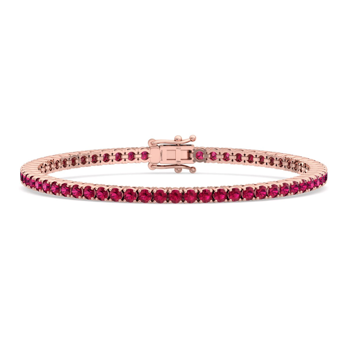 4-prong natural red ruby tennis bracelet 14K rose gold