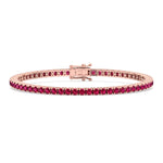 4-prong natural red ruby tennis bracelet 14K rose gold