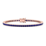 4-prong round blue sapphire tennis bracelet 14K rose gold